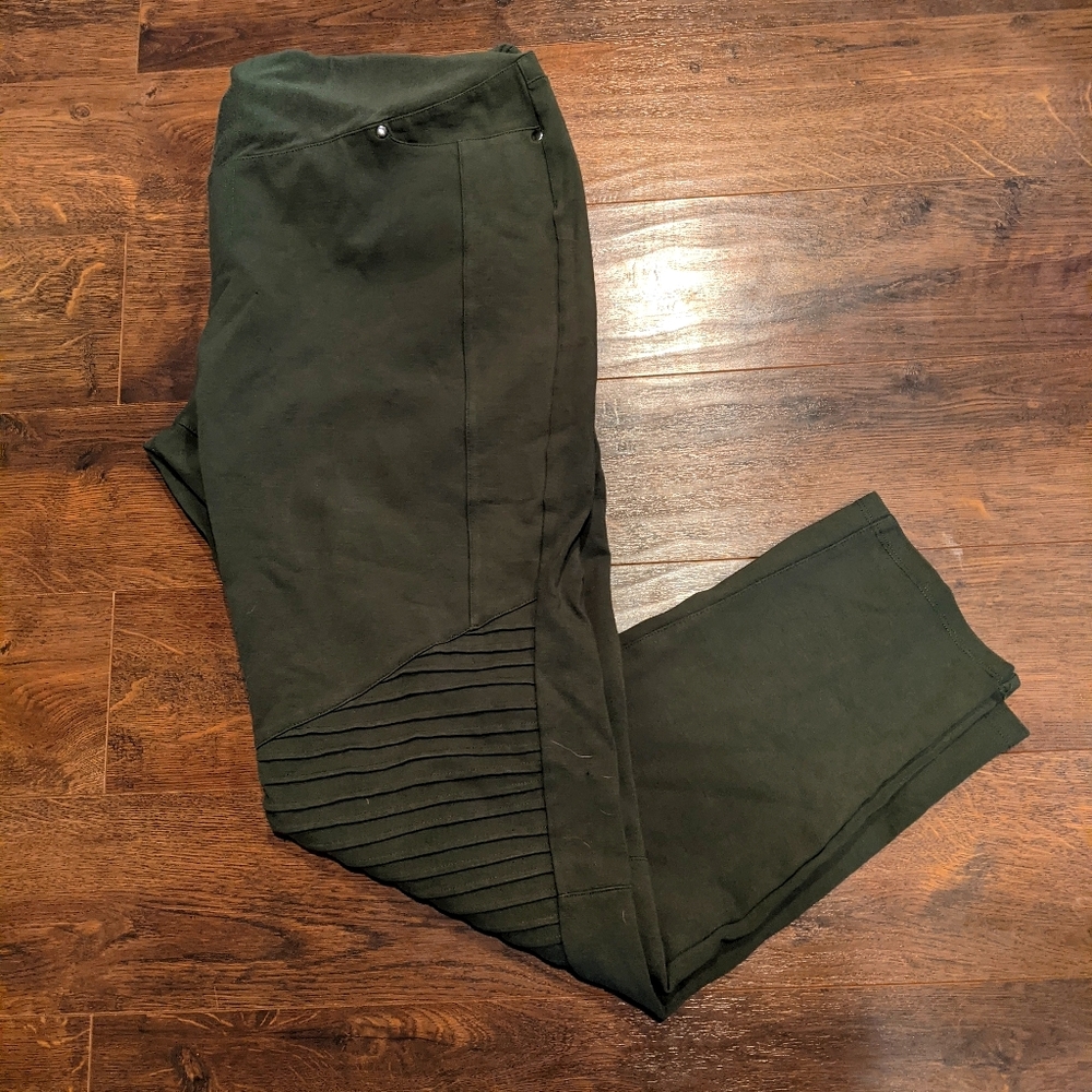 Noir Moto Maternity Leggings XL Olive Green